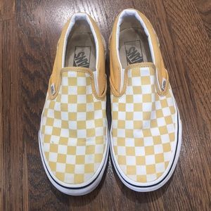 Yellow checkered slip on vans